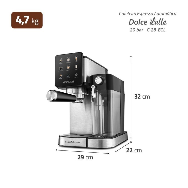Cafeteira Espresso Elétrica Dolce Latte C-28-ECL Aço Inox 25