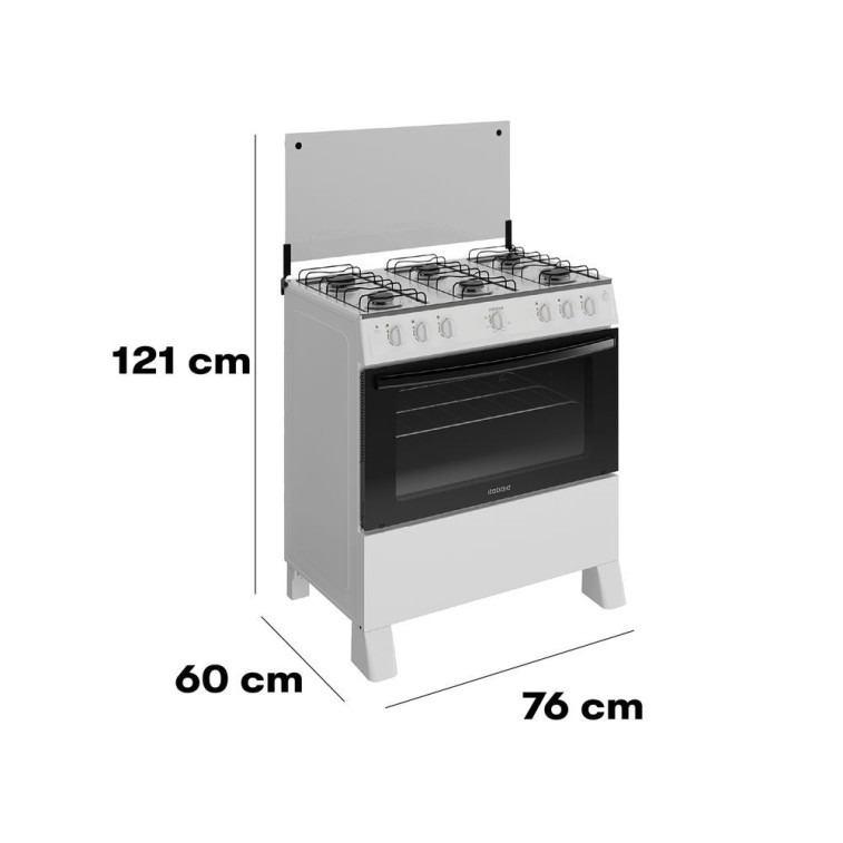 Fogão Itatiaia Star New Piso 6 Bocas Branco Mesa de Inox Bivolt