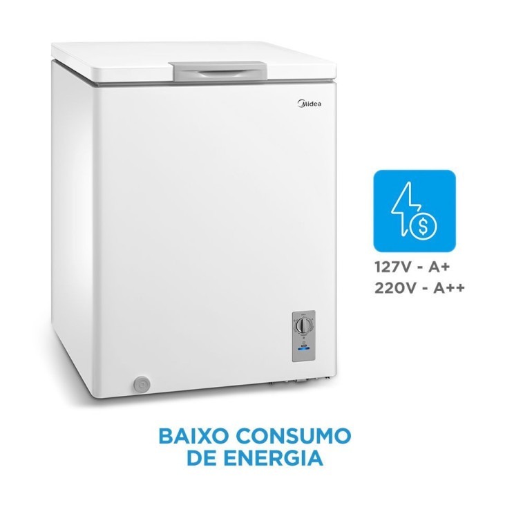 Freezer Midea Horizontal 145L 1 Porta Branco 127V (MDRC207SLA011