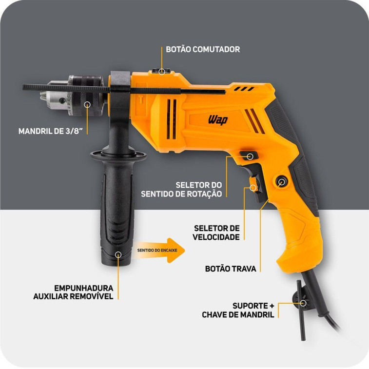 Parafusadeira e Furadeira de Impacto WAP WF 700K10 W2 com