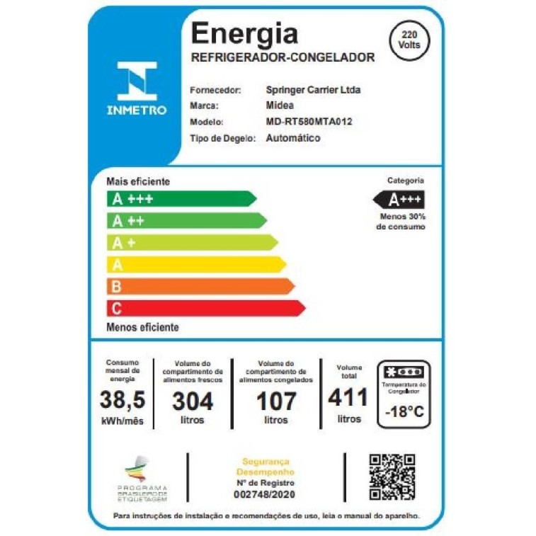 Refrigerador Duplex Frost Free Convencional 347L com Smartsensor