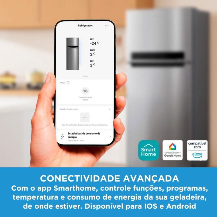 Refrigerador Midea Frost Free Duplex 491L Inverter Inox Bivolt MD