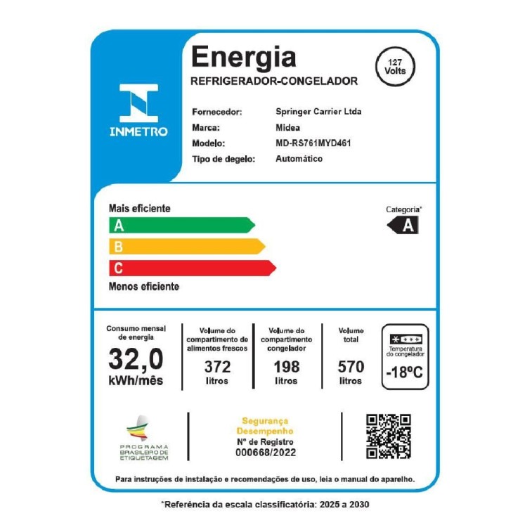 Refrigerador Side By Side Frost Free Inverter 570L com Dispenser