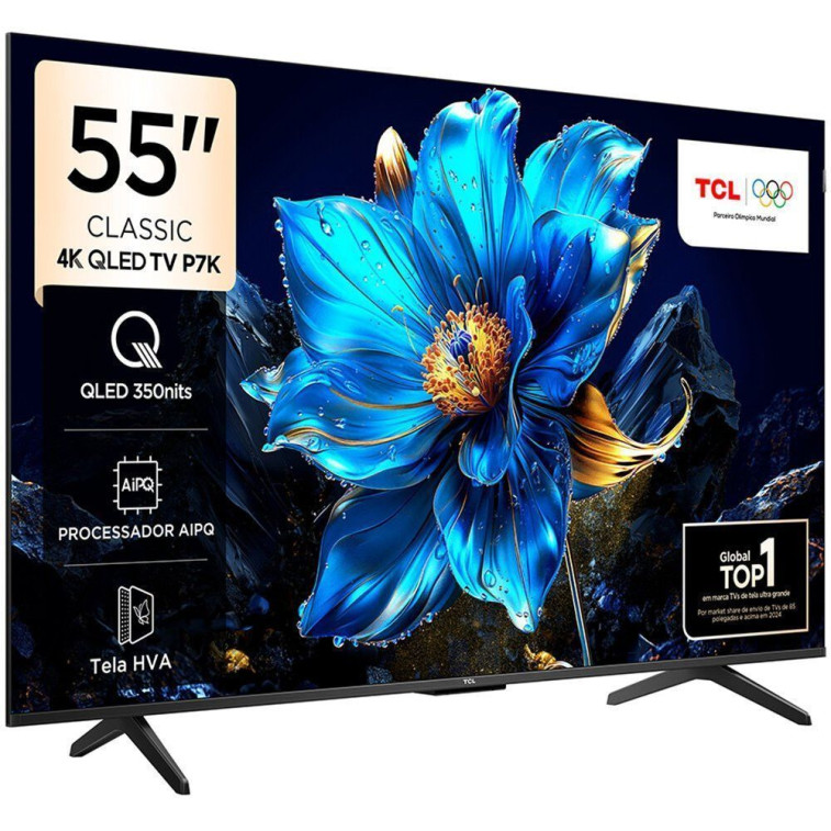 Smart TV 55'' TCL P7k 4K QLED com Google Preto Bivolt | Burgo Bras
