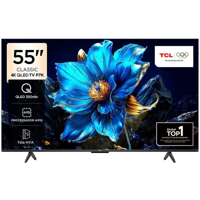 Smart TV 55'' TCL P7k 4K QLED com Google Preto Bivolt | Burgo Bras