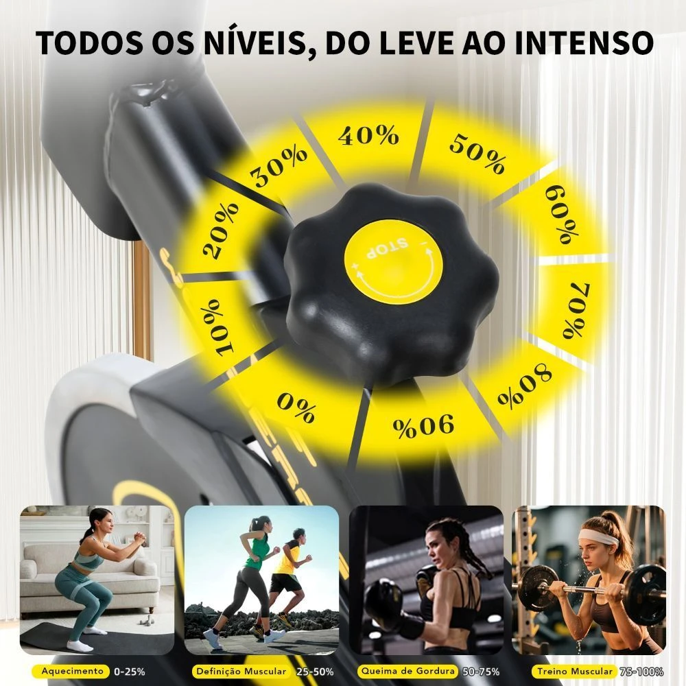 Bicicleta Spinning Mecânica Wonderfit Go Amarela Roda De Inercia
