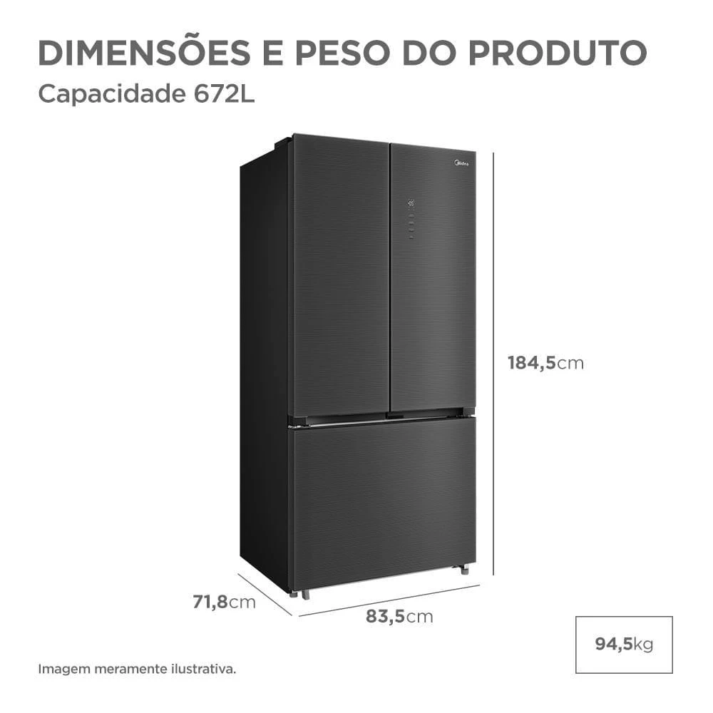 Geladeira Midea Multidoor Frost Free Inverter 672L MDRM905MMD463