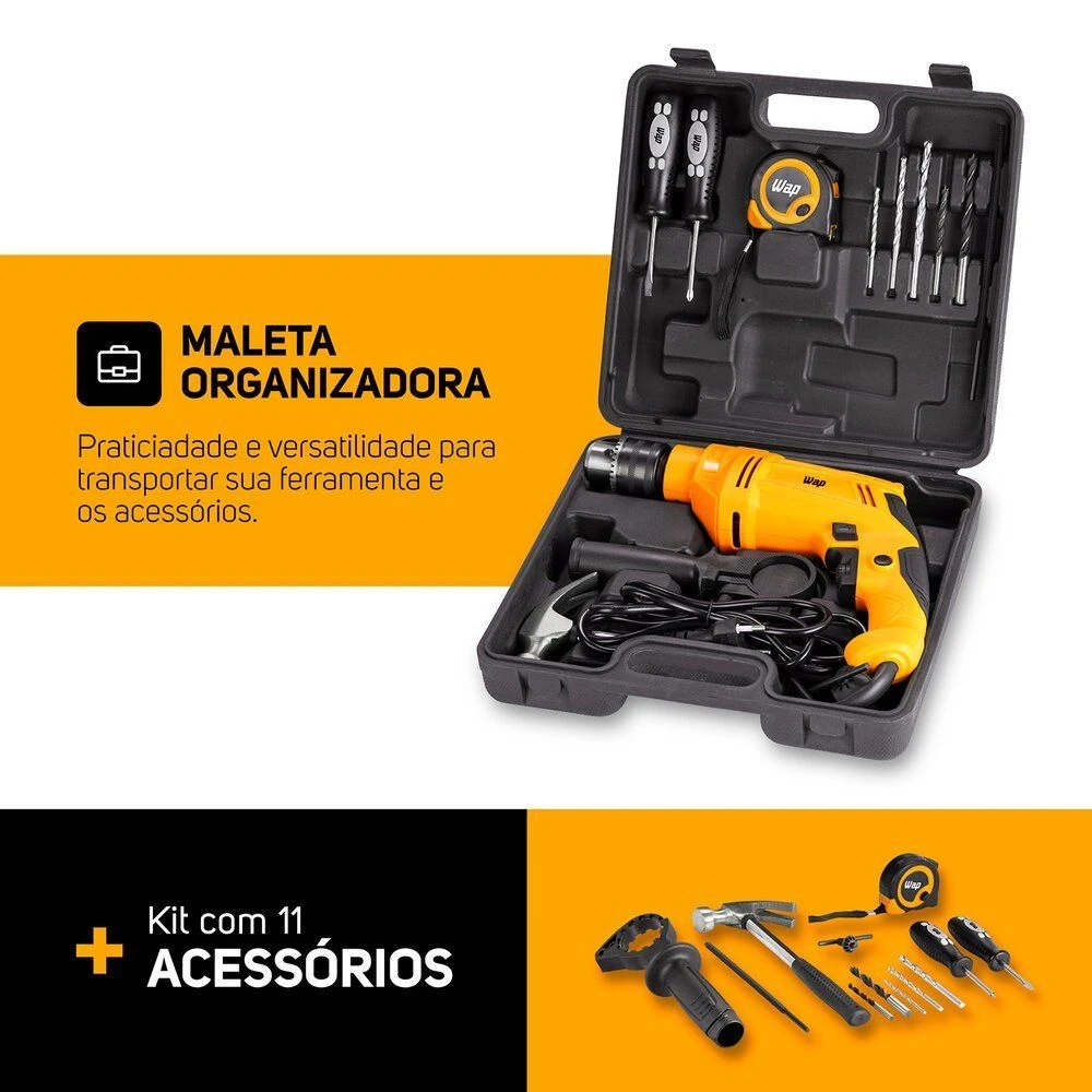 Parafusadeira e Furadeira de Impacto WAP WF 700K10 W2 com